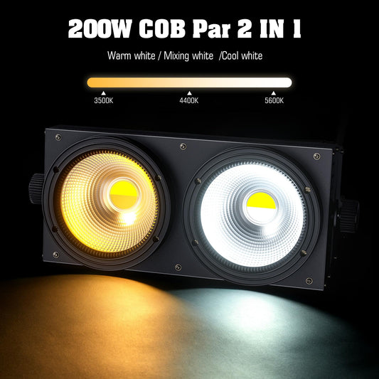 Stagelightz Aluminum 200W Warm and Cool White Cob Led Stage Light Audience Light Ip20 Led Par Lights for Church Theater