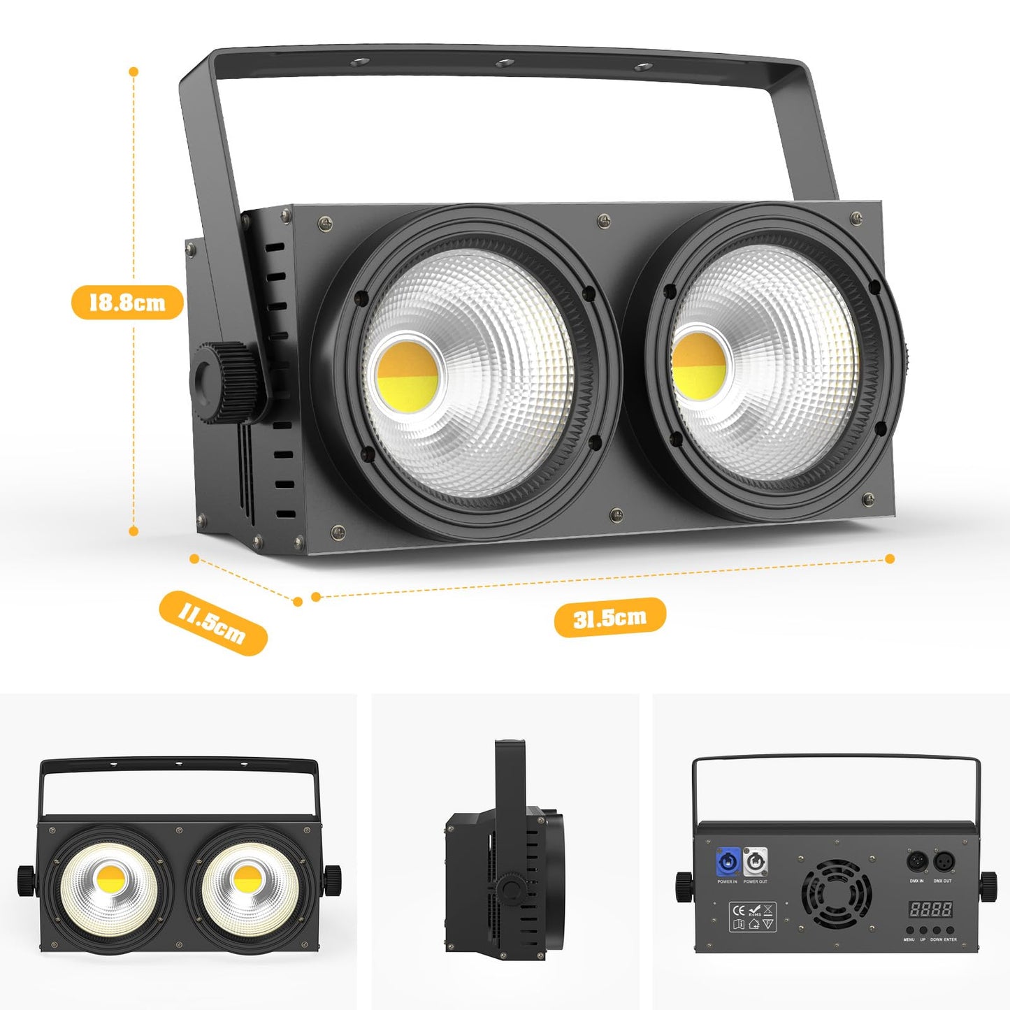 Stagelightz Aluminum 200W Warm and Cool White Cob Led Stage Light Audience Light Ip20 Led Par Lights for Church Theater