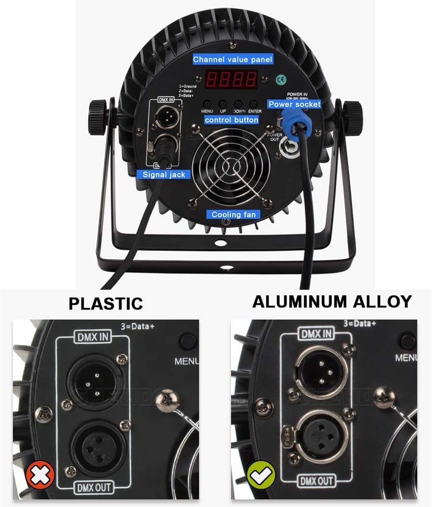 Stagelighz LED Stage Par Lights LED 18X18W DJ Stage Lights RGBWA+UV 6in1 Wash/Strobe Effect DMX512 Control Sound Activated Aluminum Alloy Shell Uplighting Lights for Concerts Family Party-1 Pack