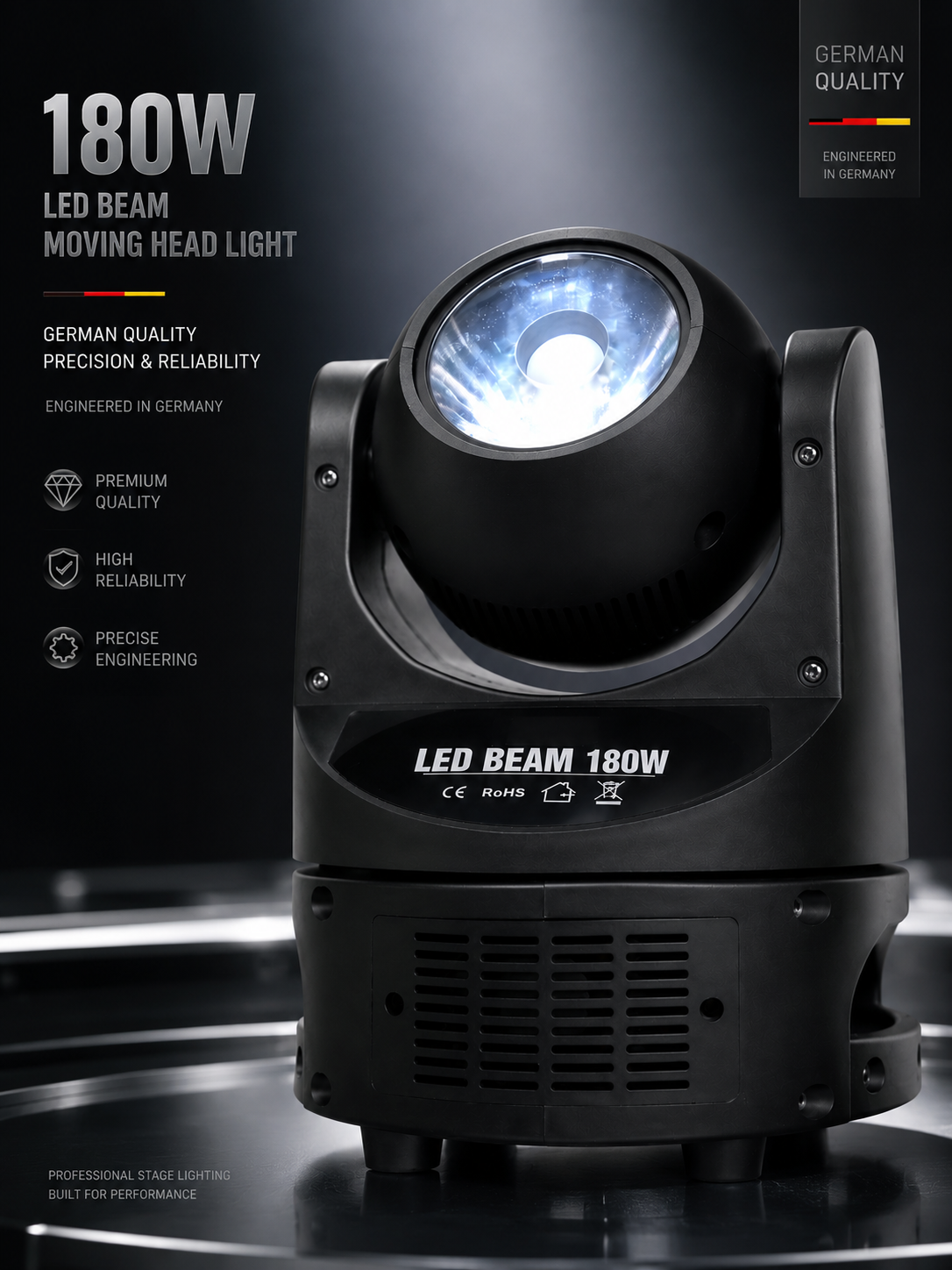 New 180W 4in1 RGBW Led Mini Beam Moving Head Light for Dj Party Wedding Night Club Stage Light