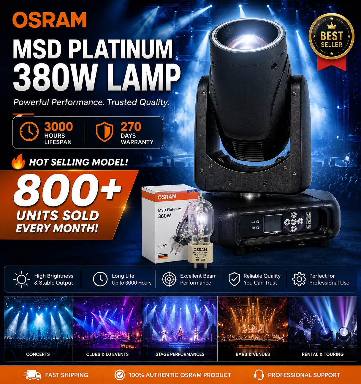 MINI Beam 380W RING CONTROL Light Stage Light with DMX512 Control RGBW LED Aluminum Construction for Party Bar Club Disco & KTV Use