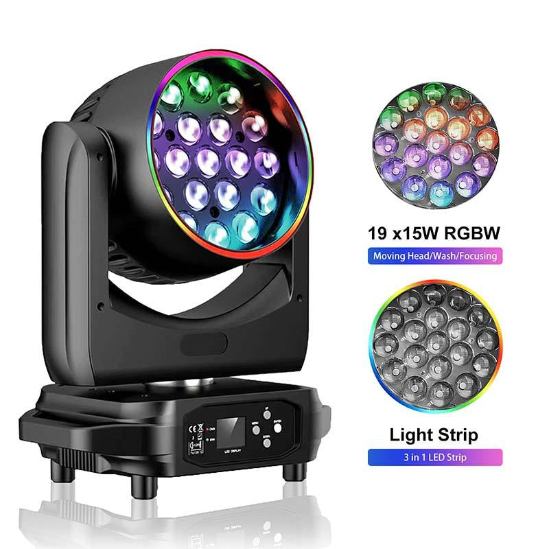 UPGRADE AURA LED Moving Head Light 19x15W /20W/25W Beam Wash Zoom Stage Lighting