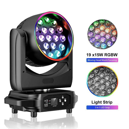 UPGRADE AURA LED Moving Head Light 19x15W /20W/25W Beam Wash Zoom Stage Lighting