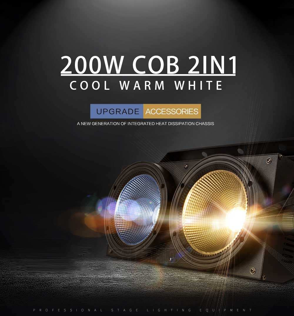 Stagelightz Aluminum 200W Warm and Cool White Cob Led Stage Light Audience Light Ip20 Led Par Lights for Church Theater