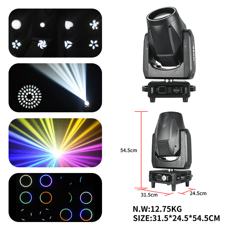 Mini 380W Beam Light with Stable Imported Light Source and Sufficient Wattage. Suitable for Concerts and Music Events.